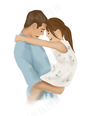 父亲节手绘父女两人