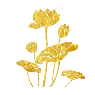 中国风传统烫金鲜花花纹装饰图之,免抠元素