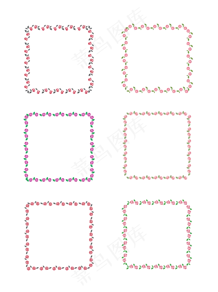 手绘小清新玫瑰花边框ai矢量模版下载