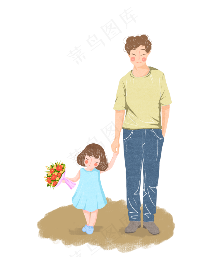 父亲节女儿送爸爸鲜花png素材