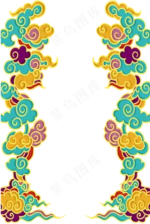 中国风国潮祥云边框,免抠元素