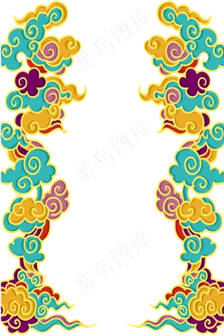 中国风国潮祥云边框,免抠元素