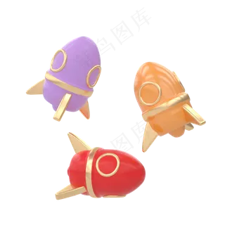 电商C4D装饰元素之火箭,免抠元素