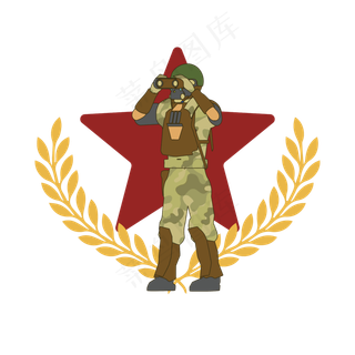 简约扁平卡通建军节解放军战士特