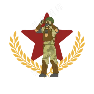 简约扁平卡通建军节解放军战士特