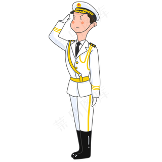 建军节党建军人士兵敬礼可爱卡通