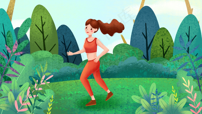 运动健身之跑步插画