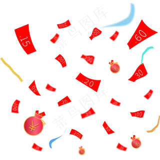 理财金融漂浮优惠券,免抠元素