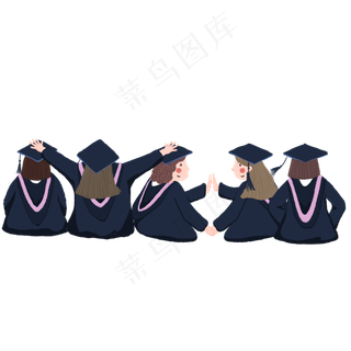 毕业季穿博士衣帽的女孩背影元素