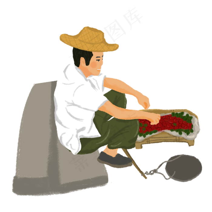夏天卖荔枝的小摊贩(2000*2000px 300 dpi )psd模版下载