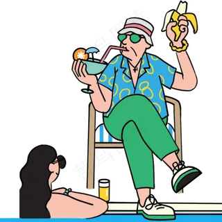 世界旅游日卡通小清新泳池沙滩p