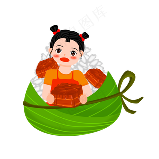 免扣卡通女孩粽子