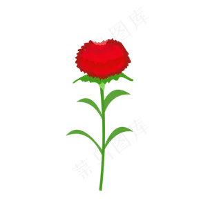 大红色手绘母亲节康乃馨免抠素材