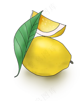 夏季食物手绘柠檬