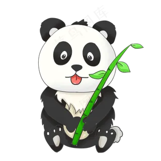 可爱的熊猫在吃竹子,免抠元素