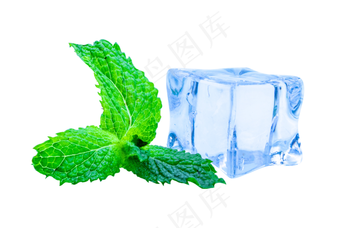绿叶装饰冰块,免抠元素