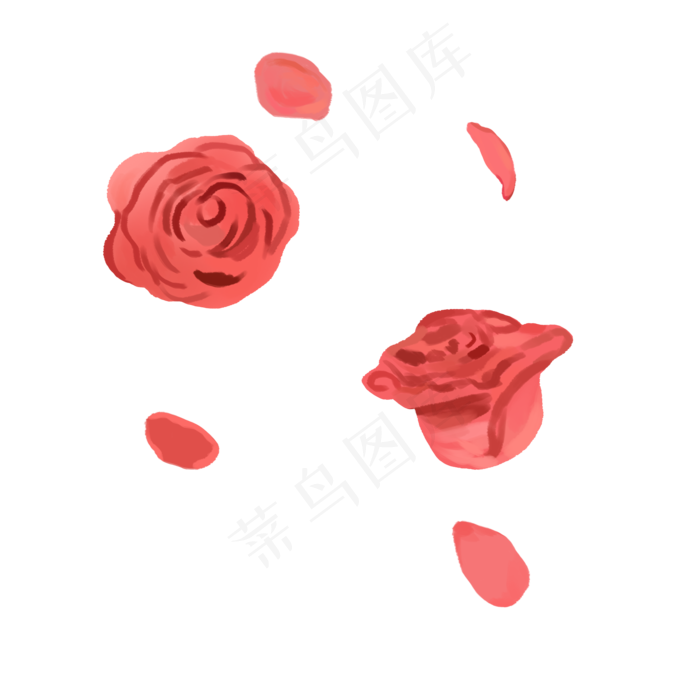 红色玫瑰花瓣漂浮