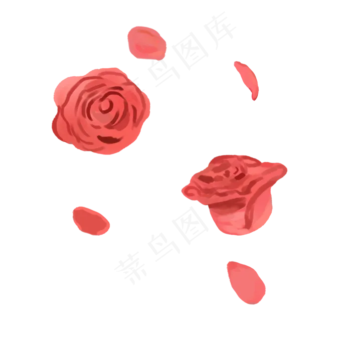 红色玫瑰花瓣漂浮(2000X2000(DPI:300))psd模版下载