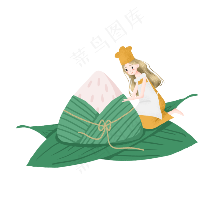 端午节包粽子的小女孩