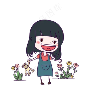 儿童节拿着玩具的女孩手绘