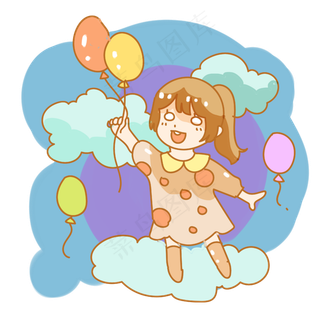 飞上天空的气球少女