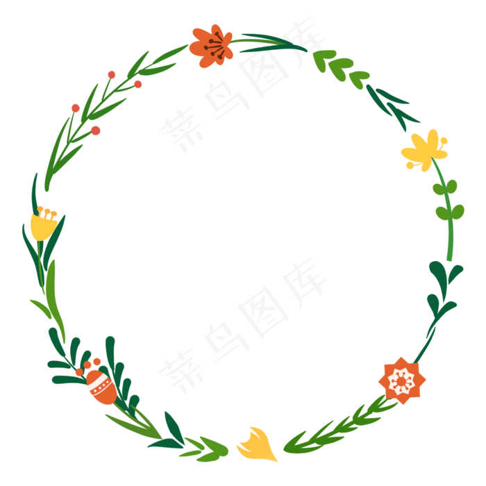 花朵环状装饰小清新花环