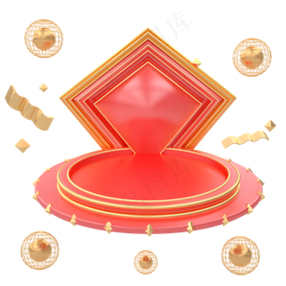 C4D红色喜庆促销电商舞台