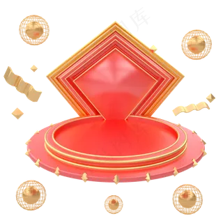 C4D红色喜庆促销电商舞台