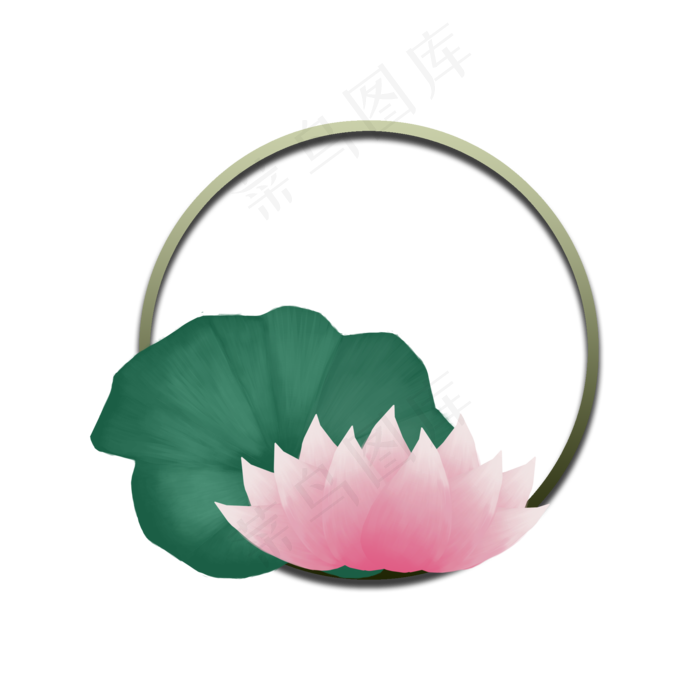 荷花通用词圆形边框(2000X2000(DPI:300))psd模版下载