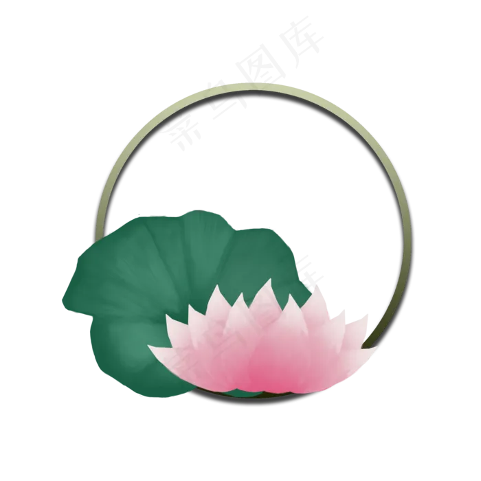 荷花通用词圆形边框(2000X2000(DPI:300))psd模版下载
