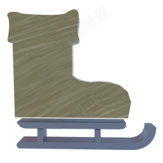 金色雪橇鞋,免抠元素