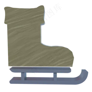 金色雪橇鞋,免抠元素