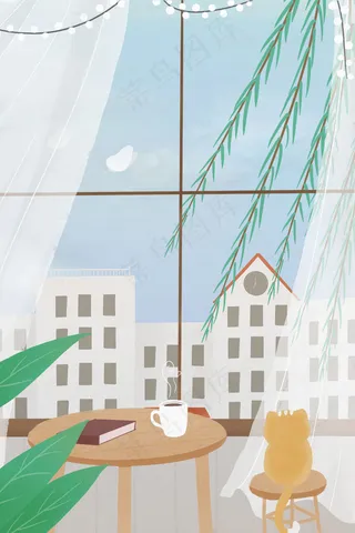 清新风春季室内风景图