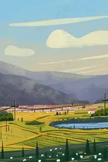 夏日乡村田野田地山水风景 夏日乡村田野田地山水风景