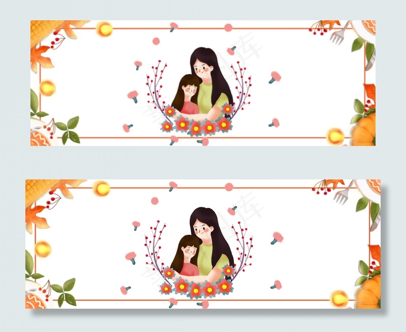 母亲节卡通小清新边框banner