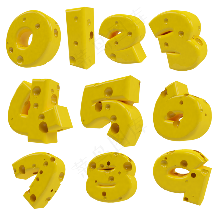 数字组合1到9奶酪字体(2000X2000)
