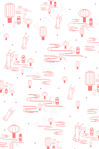 红色新年底纹,免抠元素