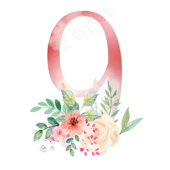 花朵数字9(2500*2500px 	      )psd模版下载
