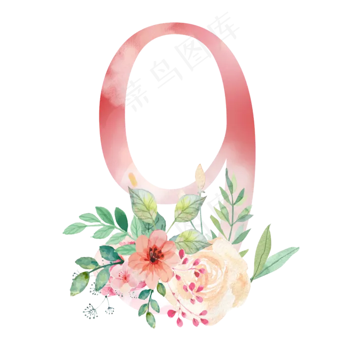 花朵数字9(2500*2500px 	      )psd模版下载