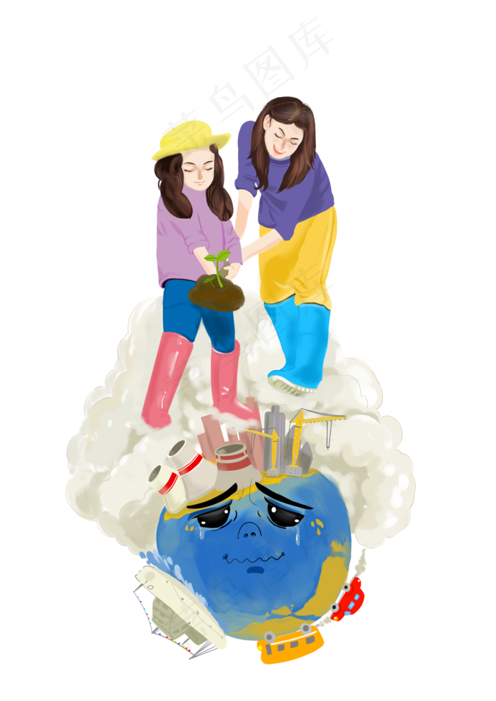 植树节铲土的小孩