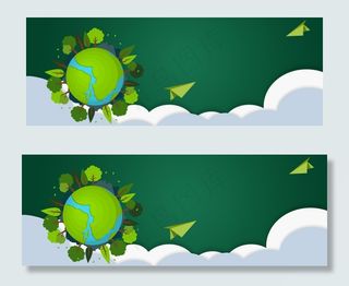 低碳保护环境卡通扁平绿色banner