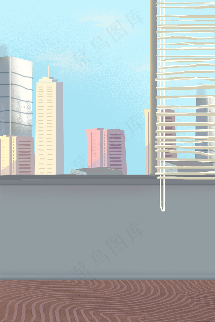 卡通城市建筑扇子(3545*5315px 	      )psd模版下载