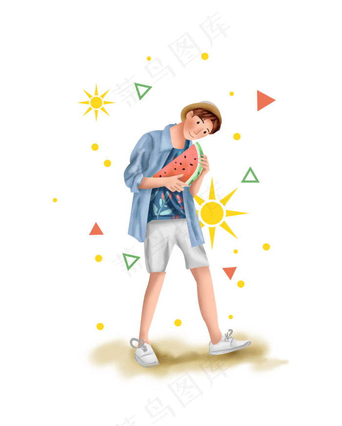 处暑吃西瓜的男孩(3142X3916(DPI:300))psd模版下载