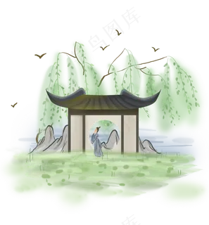 中国风古风人物和风景,免抠元素