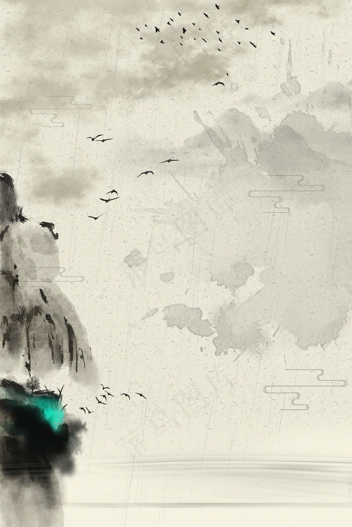 淡雅水墨渐变古风海报背景