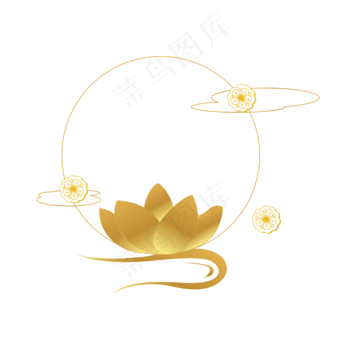 中秋节金色荷花和圆环(3000*3000px 300 dpi )ai矢量模版下载