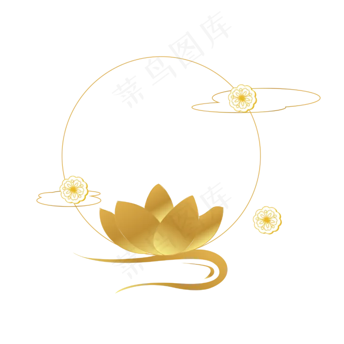 中秋节金色荷花和圆环(3000*3000px 300 dpi )ai矢量模版下载