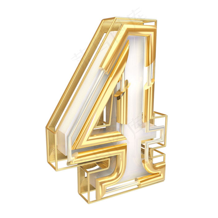 金色倒计时数字4可商用(2000*2000px 	      )psd模版下载