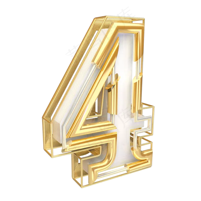 金色倒计时数字4可商用(2000*2000px 	      )psd模版下载