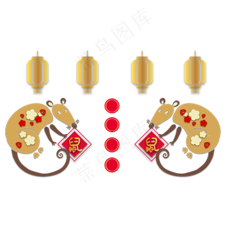 鼠年新年剪纸装饰,免抠元素